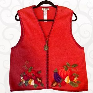 Tiara Fall Harvest Sweater Vest with Zipper- XL